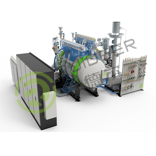 Forneau HIP à refroidissement rapide sous vide horizontal avec une pression de 10 mPa et une température maximale de fonctionnement de 1800 °C.