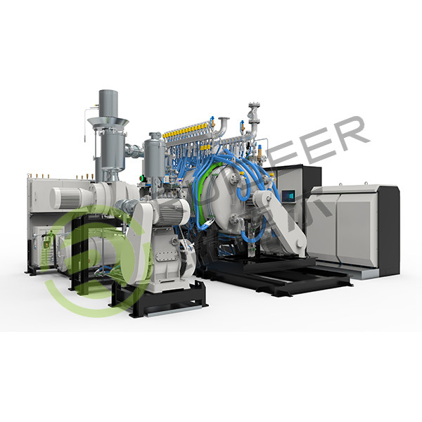Forneau HIP à refroidissement rapide sous vide horizontal avec une pression de 10 mPa et une température maximale de fonctionnement de 1800 °C.